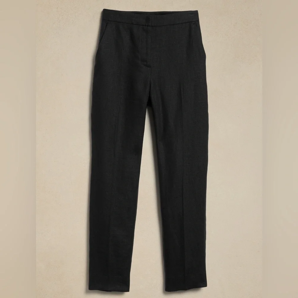 NWT! Banana Republic Black Lina Slim Linen Pant  882894 🖥️8️⃣